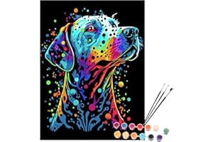 EXERZ Malen-nach-Zahlen-Set, 30 x 40 cm Leinwand mit Acrylpigmenten, Pinseln und Zubehör (Hund)