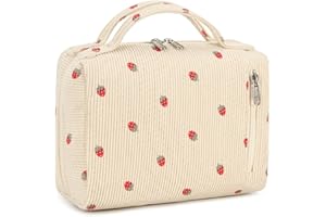 LEDAOU Kosmetyczka damska, organizer na kosmetyki, dla mężczyzn i kobiet, na prezent, Truskawka sztruksowa, Resise