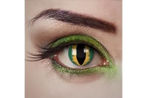 aricona Lentilles de contact vert-jaune - Green Viper - 2 pièces – colorées - pour Halloween, cosplay, carnaval, fêtes à thème et soirées déguisées – sans correction