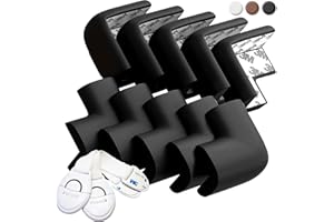 HAPPY CHLEA® Eckenschutz und Kantenschutz Baby Gummi Weich mit „AKTIVSCHAUM“ Technologie, für Tisch und Möbel Ecken, Stoßschutz für Baby und Kinder. Bonus 2 Schubladensicherung (Schwarz)