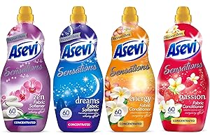 GENERIC Asevi Sensations Laundry Fabric Conditioner Softener Bundle (4 x 1.32L) Dreams, Zen, Energy, Passion