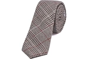 DonDon Corbata estrecha de algodón para hombres de 6 cm a cuadros