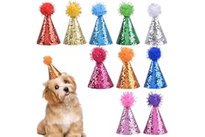 BELLIGERN 10 PCS Party Hats for Teddys,Mini Party Hats for Toy Animals,Adjustable Dog Party Hat,Multi-Color Pet Hats Mini Birthday Hats,for Cats Dogs Stuffed Animals Party Costume Accessories