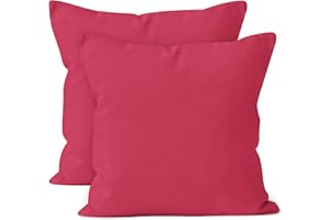 ENCASA XO Encasa Set di 2 federe per cuscini in cotone I 18x18 in (45x45 cm) - Hot Pink I Senza inserto I Tinta unita Square Federe I Lavabili in lavatrice | Solo per uso interno