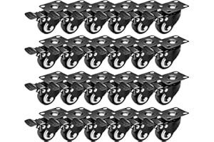ONLINE BEST SERVICE 24 PACK 40mm Up to 180KG Heavy Duty Swivel Castor Wheels with Brake, Furniture, Appliance & Equipment Small Caster Wheels with Top Plate & Bearing Heavy Duty with Total Lock Brake