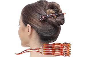 ‎RC ROCHE ORNAMENT RC ROCHE 6 Stück Elegante Stab Schnabel Haarspange zum Einstecken festem Halt Barette Concorde Haarklammer Zähne, Medium Braun