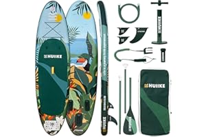 HUIIKE Deska Sup z Akcesoriami, Wiosło, Stateczniki, Pompka. Nadmuchiwana Deska o Doskonałej Stabilności I Wytrzymałości. 305 x 84 x 15 cm, Maksymalne Obciążenie 130 kg