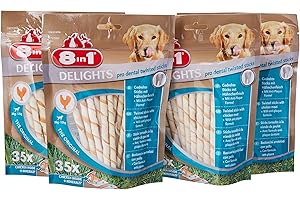 8in1 Snack pour Chien Delights Twisted Sticks Dental 35 Pièces Set de 5