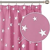 Deconovo Stars Foil Printed Thermal Insulated Curtains Pencil Pleated Blackout Curtains for Living Room 52 x 72 Inch Pink 2 P