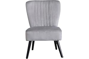 Neo® Crushed Velvet Shell Scallop Accent Occasional Chair Armchair Dining Furniture (Grey, 1)