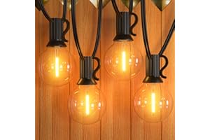 GPATIO Guirlande Guinguette Extérieur G40, 7.6M/ 25FT Guirlande Lumineuse Exterieure avec E12 12+1 LED Ampoules IP45 Imperméable, Blanc Chaud Chaîne Lumiere Exterieur pour Patio Fête Mariage