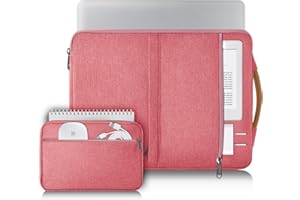 Voova Funda Portatil 15 15.6 16 Pulgadas 360°Protectora Funda Ordenador para Macbook Pro 16, Notebook, Acer, Asus, Dell, Lenovo, MSI Bolsa Portátil con Bolsa de Accesorios, Rosado