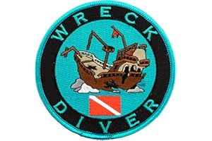 CYPRESS COLLECTIBLES EMBROIDERED PATCHES Wreck Diver Patch Embroidered Iron On Scuba Diving Shipwreck Emblem Souvenir