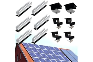 LOVCOYO Solarmodul Halterung Kit, Schraube Zubehör Solarpanel Halterungs-Set & Balkonkraftwerk 6 * 12cm Trapezblech Dachhalterung- 30-35mm 4* Schienen Endklemmen und 2* Eloxiert Mittelclip für 2 PV