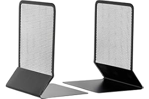 OSCO Wiremesh Bookends, Heavy Duty Metal Mesh Book Supports for Shelves, Bookcases & Desks, Non-Slip Base, Ideal for Home, Office, School or Library Use, Single (Pack of 2) – Black