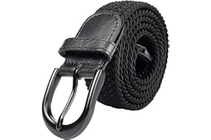 Mile High Life | Plecione elastyczne paski | Szpilka owalna solidna czarna klamra do paska | Końcówka z pętlą PU Mężczyźni/Kobiety/Junior