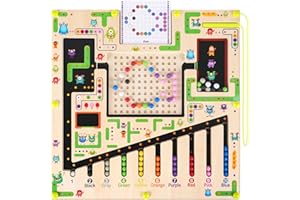 KEARLGMBH Laberinto Magnético para Niños,Laberinto Magnético de Madera Juguetes Montessori de Motricidad Fina, Juguetes Magnéticos Montessori de Colores y Números, Juguetes Regalo Para Niños 3 4 5 6 Años