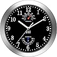 HITO Silent Wall Clock Non Ticking 10 inch Excellent Accurate Sweep Movement Silver Aluminum Frame Glass Cover, Decorative for Kitchen, Living Room, Bedroom, Bathroom, Bedroom, Office (Black)