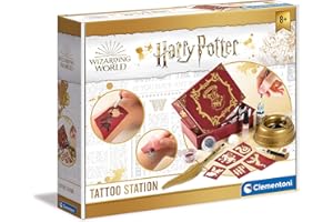 Clementoni Harry Potter-Magic Tattoo-Set, Laboratorio, Kit Tatuaggi temporanei Tatoo Bambini-Gioco Creativo 7 Anni, Multicolore, 18671