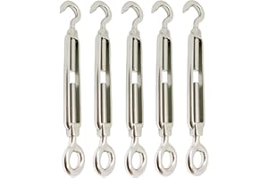 5 x Edelstahl Spannschloss, M4, rostfrei, poliert, V4A AISI 316, Spannschloss mit Öse und Haken – Tecklenborg, Kegel GmbH