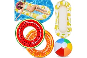 Lubibi 4-Pack Swim Rings, Inflatable Swim Rings, Pool Floating Hammocks, Water Toys, Summer Beach Water Float Party, Adults & Kids