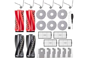 EOVWAEO 28 Stück Zubehör für Roborock Saros 10R / Qrevo CurvX Staubsauger Roboter, Ersatzubehör 4 Hauptbürsten 6 Wischpads 6 Staubbeutel 6 Seitenbürsten 4 Filter 1 Reinigungsbürste 1 Schraubendreher