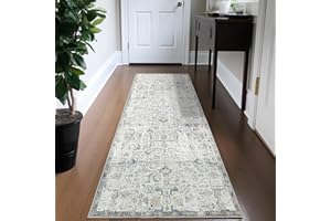 ‎TOPICK TOPICK Runner 60 x 210 cm Blue Rugs Vintage Carpet Runner Hallway Retro Foldable Thin Washable Rug Multi Floral Boho Non-Slip for Indoor Bathroom Kitchen Bedroom Living Room