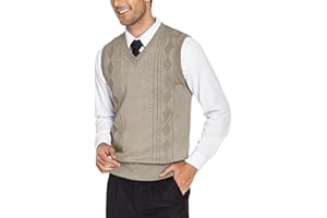 COOFANDY Homme Pulls sans Manche Gilets à Col V Tricoté Business Débardeurs Hiver Classique