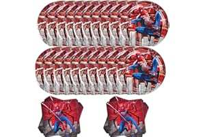 JUNBAOYYDS Spiderman Partygeschirr, Spiderman Partygeschirr Set, Party Zubehör Cartoon-Thema Party Dekoration Kindergeburtstag Deko, für Kinder Geburtstagsfeier (Dining plate-1)