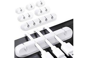 NINONLY Cable Holder Clips, Cable Clips, 7 Pack Desktop Cable Organizer Cord Wire Management Self Adhesive Holder for USB Charging Cable/Power Cord/TV Cable/Mouse Cable PC Office Home (White)