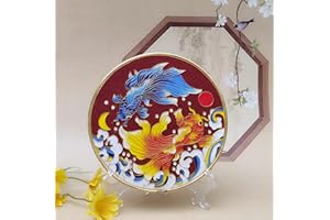 TANZEQI Cloisonne Enamel Painting DIY Kit for Chinese Cloisonné Enamel Art of Lucky Carp, Intangible Cultural Heritage Decorative Painting Ornaments (Two Koi B)