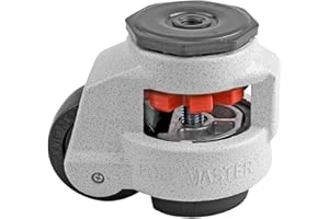 FOOT MASTER FOOTMASTER GD-80S-1/2 Nylon Wheel and NBR Pad Leveling Caster, 1100 lbs, Stem Mounted with 0.5" Mounting Hole Diameter, Ivory Finish