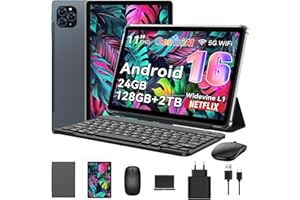 ‎TABWEE Tablet 2025 Das weltweit erste Android 16 Tablets mit Gemini AI, 11 Zoll FHD Display, 24GB RAM 128GB ROM / 2TB TF, 13MP Kamera, 8000mAh, Widevine L1, 5G WiFi, 2 in 1 - Tablet mit Tastatur und Stift