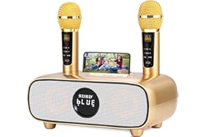 DLARA Cassa Bluetooth Karaoke,karaoke con2 UHF- Microfoni Wireless professional,Karaoke Professionale Completo,Supporto AUX/USB/TF,Ideale per Karaoke Domestico,Feste Canore