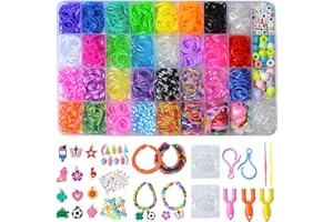 Probuk 1800PCS Loom Band Kit,31 Colors Loom Rubber Bands Kit for Girls with Beads & Accessories in Storage Box for Friendship Bracelet Making kit,Party Birthday Christmas DIY Crafting Gifts for Kids