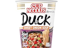 ‎NISSIN Nissin Cup Noodles – Duck, 8er Pack, Soup Style Instant-Nudeln japanischer Art, mit Entenfleisch-Geschmack & Gemüse, schnell im Becher zubereitet, asiatisches Essen (8 x 65 g)