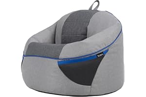 PLAY-R1 Alpha Kids Bean Bag, Grey, Gaming Chair for Kids, Bean Bag with Filling Included for Girls and Boys, Childs Chair, Beanbags for Children, Gaming Room, Playroom Décor, Bedroom Accessories