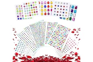 VEGCOO Adesivi con strass, autoadesivi, 2000 gemme adesive per gioielli, strass, decorazioni multicolori e forme assortite, per fai da te per il trucco del corpo delle unghie