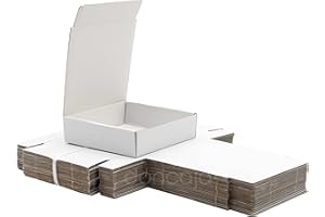 EPIEZA Pack Cajas | Cartón Blanco con Brillo | Ecommerce, paquetería, embalaje, envases, packaging, regalos, envío postal (Pack 25, 15 x 14.5 x 4cm)