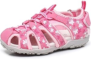 Apakowa Baby Kleine Mädchen Sommer Geschlossene Zehen Athletic & Outdoor Wandern Strandsandalen Sport-Trail-Sandalen für Kinder mit Klettverschluss