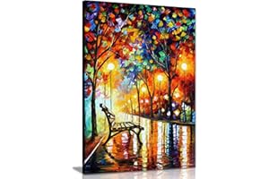 PANTHER PRINT Leonid Afremov - Dipinto a olio astratto su tela da parete per soggiorno, decorazione casa, Loneliness of Autumn, 91x61cm (36x24in)