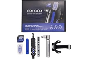 Rehook Kit de réparation d'urgence pour vélo – Kit complet d'outils d'urgence léger pour cyclistes | Cycling PLUS Multi-Tool, pompe à vélo à air, démonte-pneus, patchs de réparation de crevaison sans