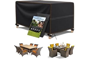 MUPAS Pokrowiec ochronny na meble ogrodowe, odporny na warunki zimowe, wodoszczelny, tkanina Oxford 420D, plandeka na meble ogrodowe, meble ogrodowe, meble tarasowe, stół outdoorowy, prostokątny,