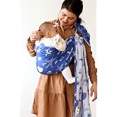 ZuBu Platin Seri - Halka Sling - Bebek Taşıyıcı - Pamuk ve Bambu - Taşıma Şalı - Wrap - Marine(Mavi)