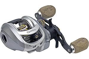Quantum Vapor Baitcast Fishing Reel, Size 100 Reel, Continuous Anti-Reverse Clutch, Composite Cork Handle Knobs, 7.0:1 Gear Ratio, Silver/Black
