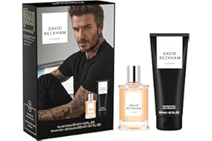 David Beckham, Cofanetto Regalo per Lui Classic, con Eau de Toilette & Docciaschiuma, Dopobarba Accattivante Fresco, Ambrato, Legnoso, 50ml & 200ml