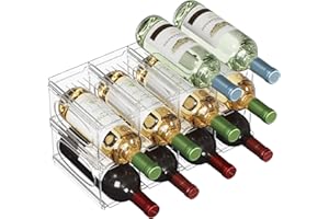 ‎LIFEWIT Lifewit Plastikowy stojak na wino do lodówki, szafki, blatu, uchwyt na butelkę wina, organizer na butelki wody, do lodówki, spiżarni, przezroczysty, pomieści 12 butelek