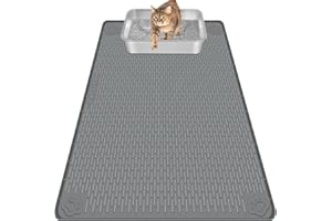 Bartuke Tapis Litiere Chat, Tapis de Litière pour Chat en Silicone Extra Grande 40 "x 28" Doux pour Les Pattes du Chat, Facile à Nettoyer (Gris foncé)