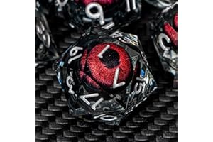 ARUOHHA Red Dragon Eye Dice DND Liquid Core Dice Set di dadi in resina con bordi affilati set con confezione regalo, Dungeons and Dragons Poliedrici D&D Dadi fatti a mano Gioco di ruolo D e D Set di