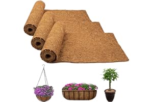 Fengaim Natural Coco Liner Roll, 3 Rolls 1m*0.25m/40" x 10" Coconut Planter Liners, Coco Hanging Basket Liner Coconut Growing Mat Coconut Fibre Matting Liner Roll for Patio Containers Wall Troughs